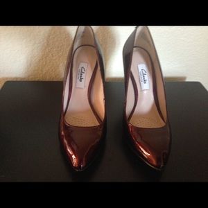 Clarks Burgundy Patent Leather Heels